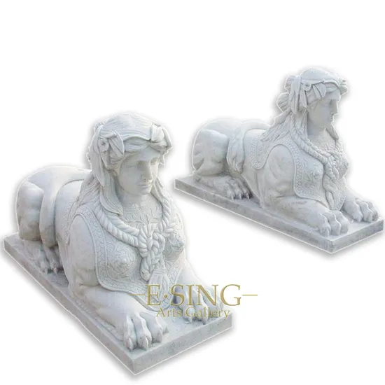 Commerce de gros personnalisé pierre naturelle marbre blanc Lion femme Statue Sculpture pour la décoration de jardin