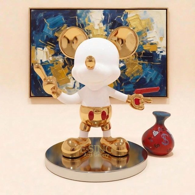 Statue de Mickey Mouse en fibre de verre et résine grandeur nature pour jardin