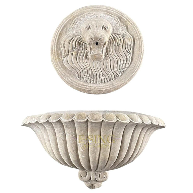 Vente directe bon marché tête de Lion fontaine d'eau en marbre fontaine de sculpture en pierre